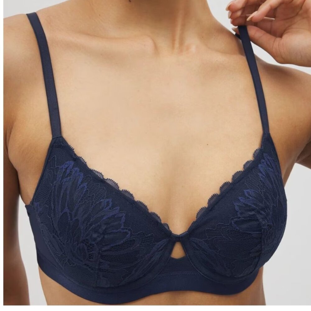 Soma Lightly Lined Perfect Coverage Bra with Lace – Nightfall Navy – 34DD (NWT) - Picture 2 of 5